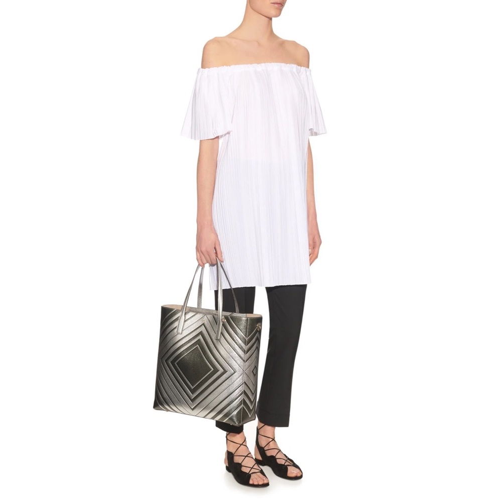 Anya Hindmarch Silver Diamond Ebury Featherweight Leather Tote Bag